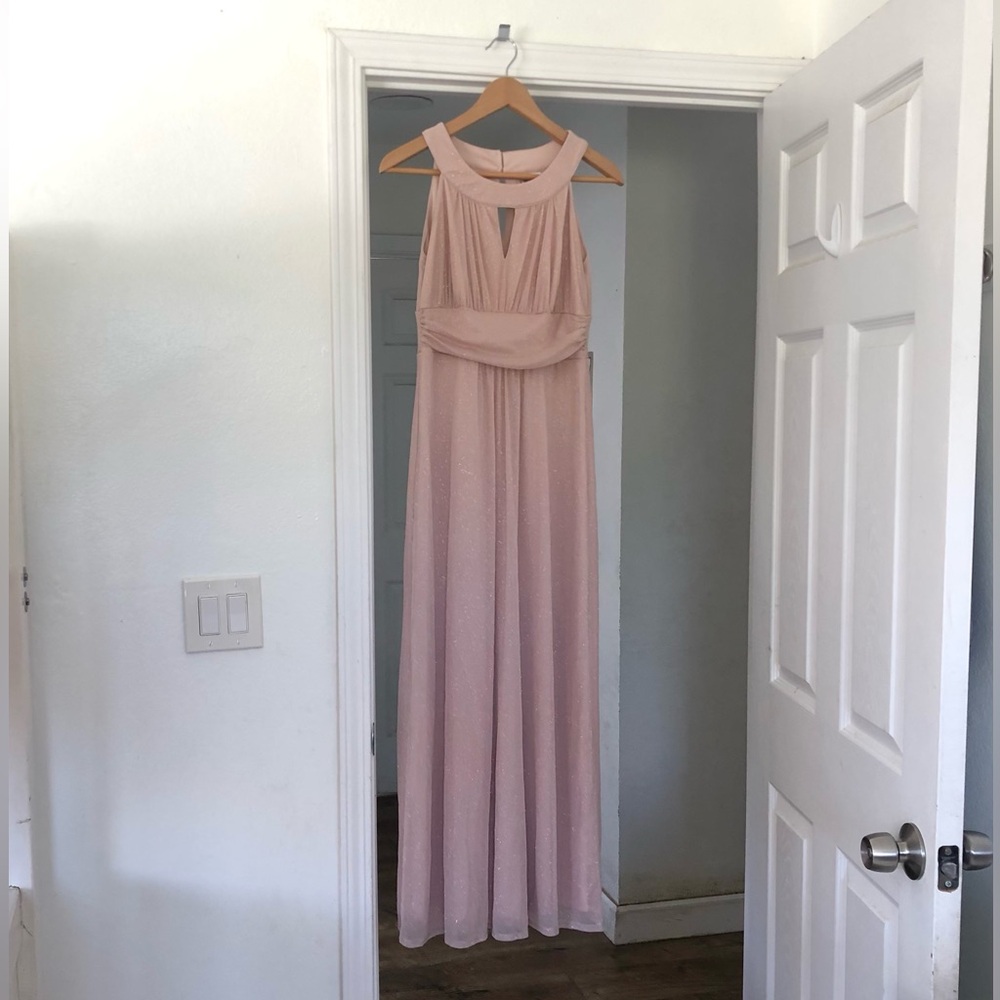 Long Sleeveless Cream Sparkle Dress
